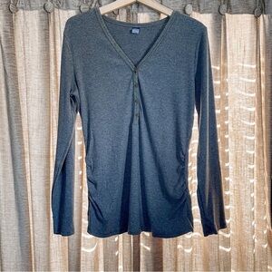 Old Navy Maternity Gray Ribbed Long Sleeve Henley Size Large